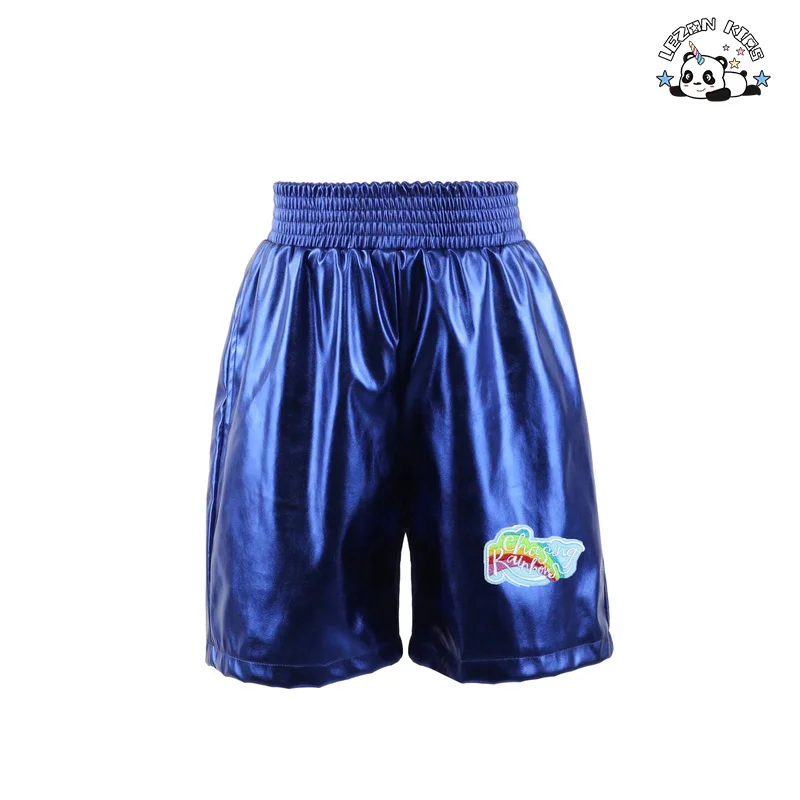 LEZONKIDS - Explosão de Novo Produto Adesivo Metálico Brilhante Garotas em Shorts de Spandex Fotos Shorts de Garotas